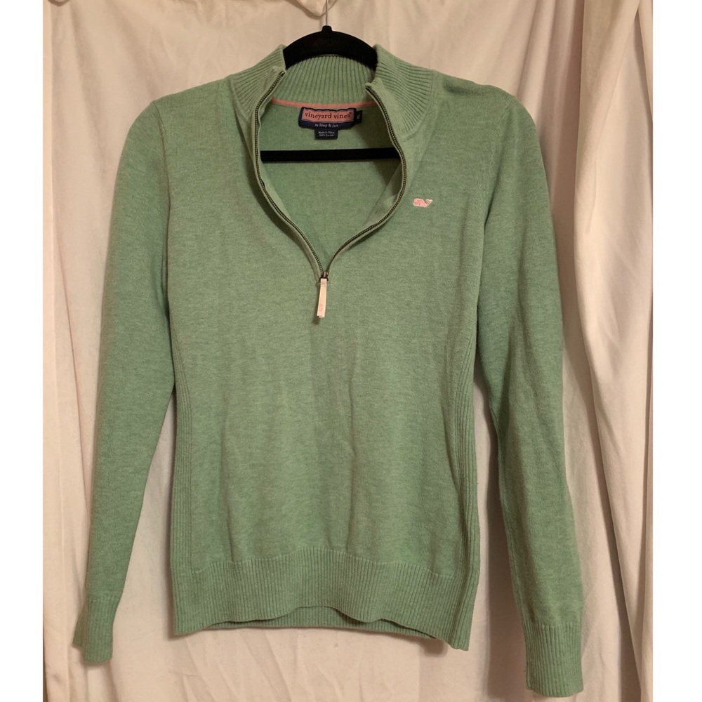 Vineyard vines green quarter zip sweater